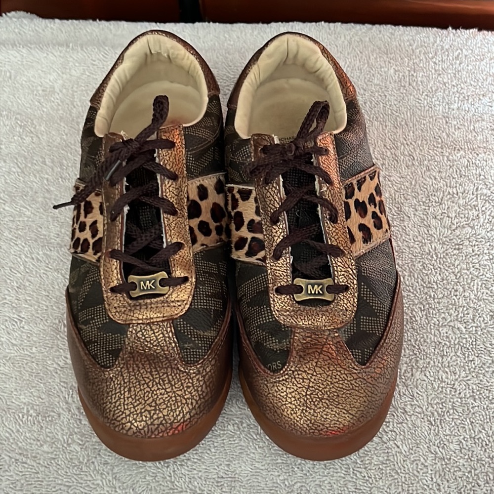 Michael Kors MK Sneakers With Leopard Print & Calf Hair Size 6.5